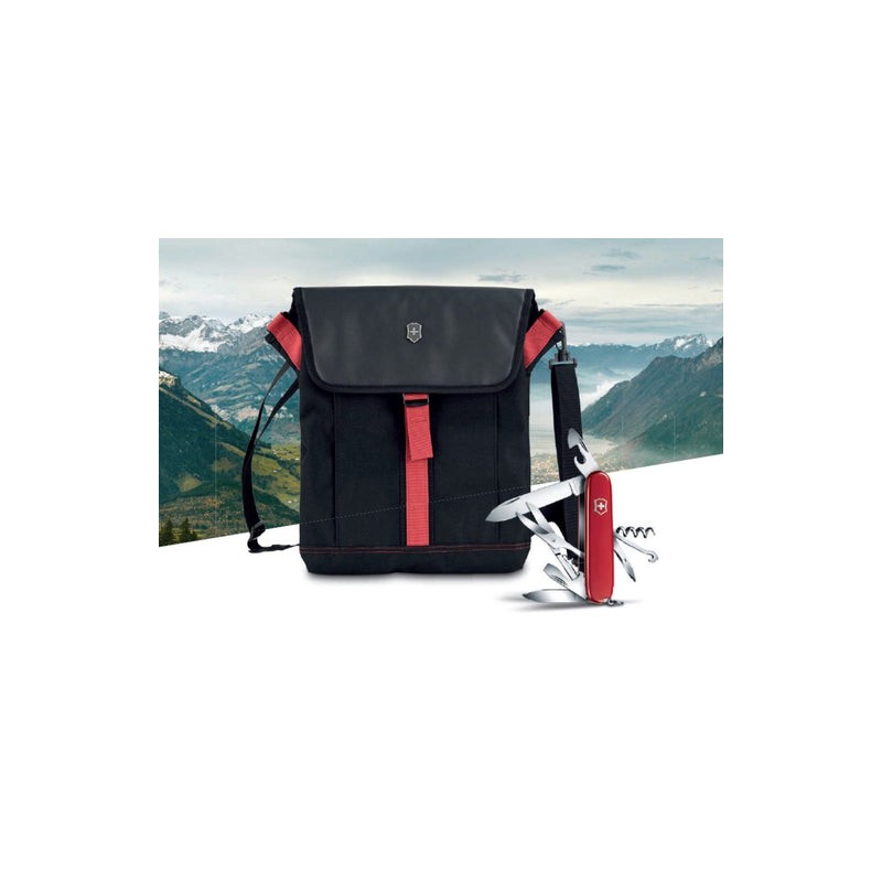 (13703-XP2) SET MOCHILA NEGRA 10 PULG.+ NAVAJA CLIMBER ROJA 14 USOS