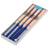 (1694-SB) JUEGO DE 4 CINCELES ACERO CARBONO MGO. MADERA CAJA CARTON