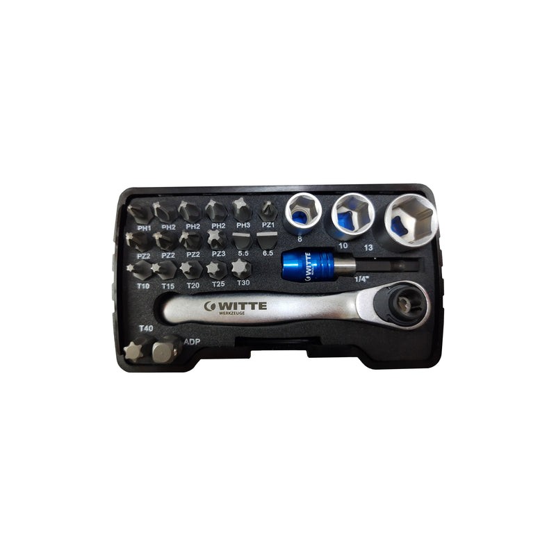 (31200) JUEGO 24 PZAS MATRACA, ADAPTADOR Y PUNTAS C/ESTUCHE