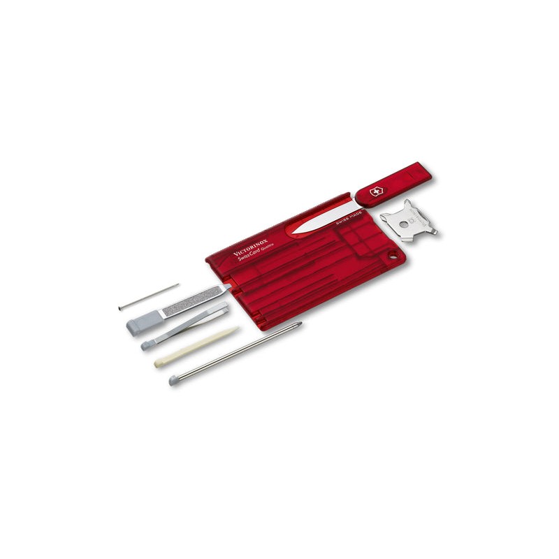(07100T) MULTIHERRAMIENTA SWISS CARD ROJA TRANSPARENTE