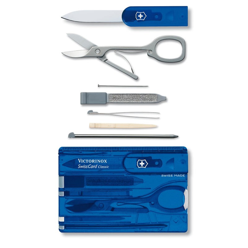 (07122T2) MULTIHERRAMIENTA SWISSCARD AZUL TRANSP 10U